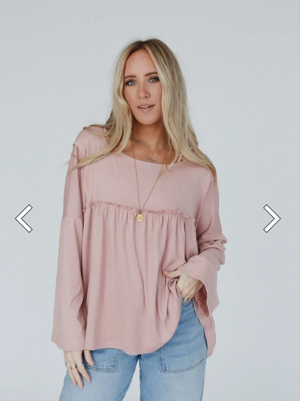 Three Bird Nest Solid Serenity Dusty Pink Babydoll Top